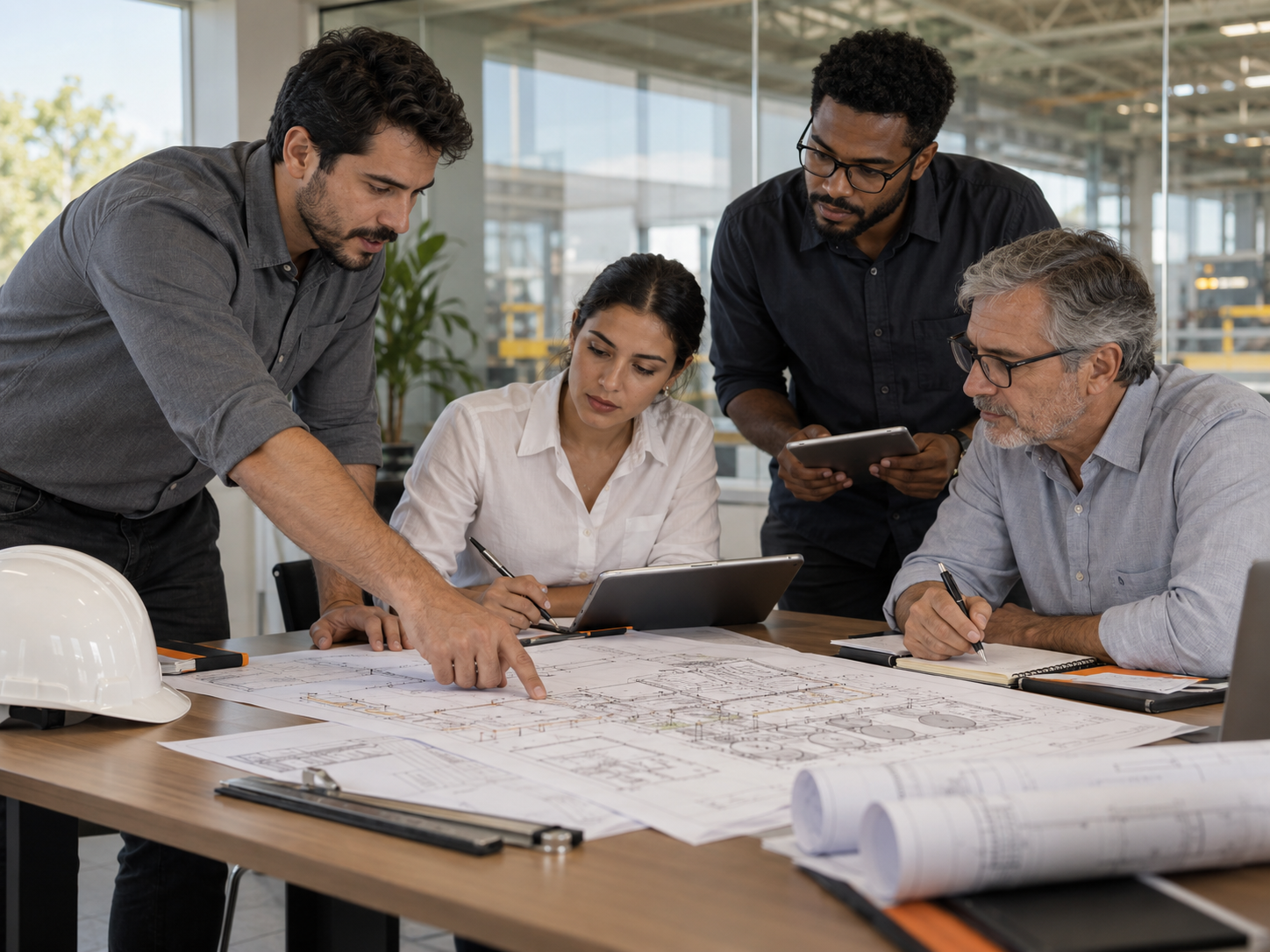 Revisão de estudo de caso técnico com equipe de engenharia.