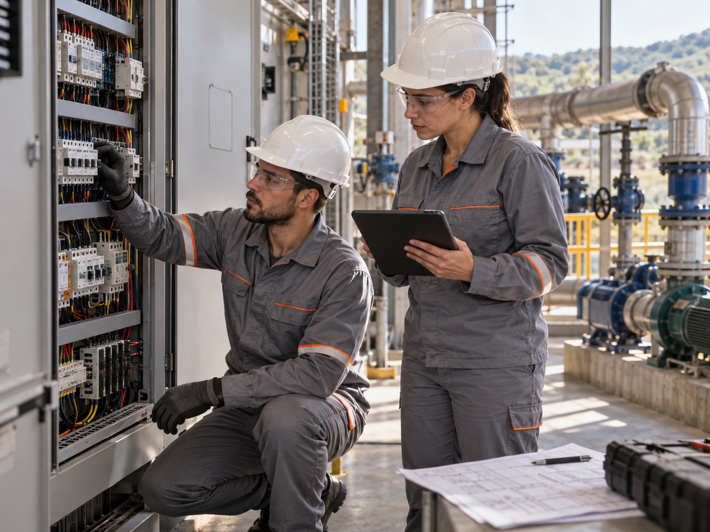 Especialista técnico selecionando o produto correto para fornecimento MRO.